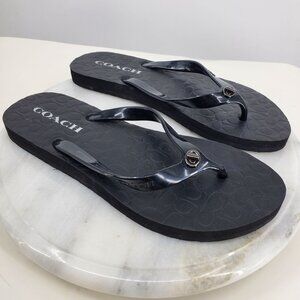 Coach Abbigail Black Women's Flip Flop Beach Summer Casual Sandals Size 8